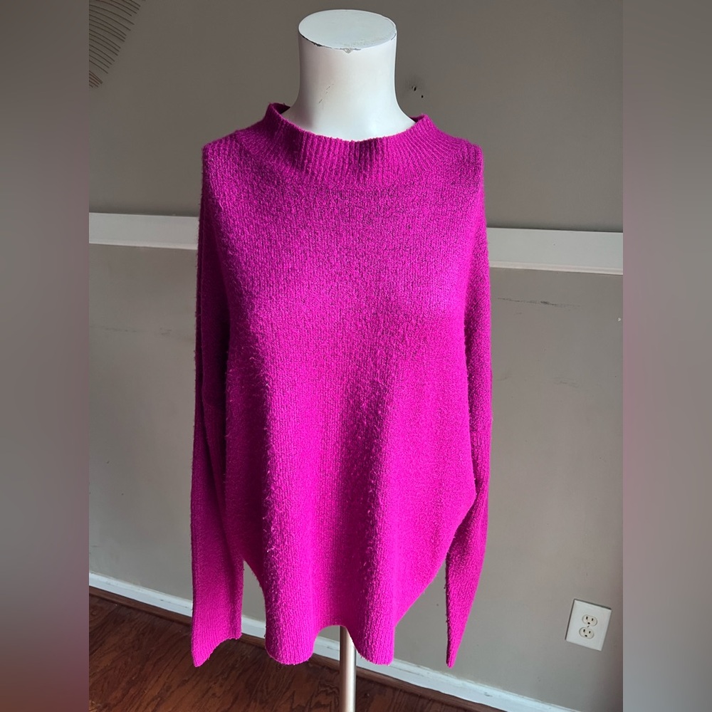 Time and Tru Vibrant Pink Turtleneck Sweater Size 12-14